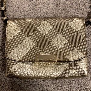 BURBERRY Metallic Calfskin Check Langley Crossbody